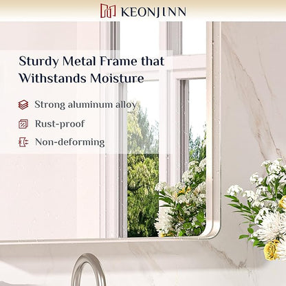 Keonjinn 40 x 24 Inch Brushed Nickel Bathroom Mirrors - Image 6