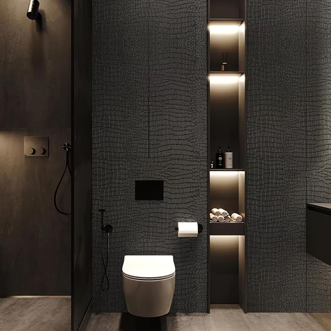 Zeeko Black Peel and Stick Wallpaper 17.3" x 590" Removable Crocodile Wallpaper - Image 7