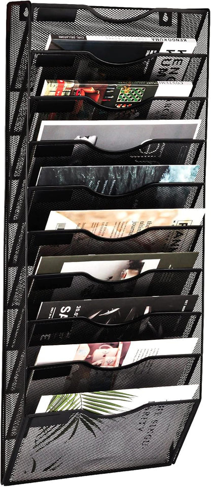 EASEPRES 10 Pocket Mesh Hanging Wall File Organizer, Wall Mounted Mail Paper by EASEPRES