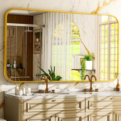 Easly 26 x 38 Inch Bathroom Mirror, Rounded Rectangular Vanity Mirror by EASLY
