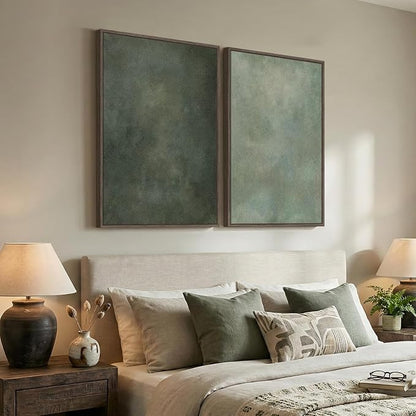 Large Framed Green Abstract Wall Art, 2 Piece Modern Canvas Art Prints Paintings - Image 5