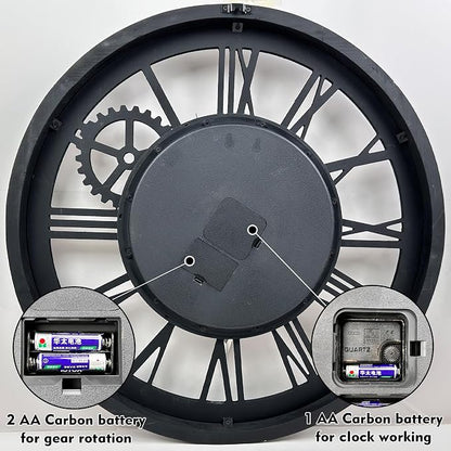 The B-Style Large Wall Clock 24 inch Moving Gear Wall Clock Oversized Vintage - Image 5