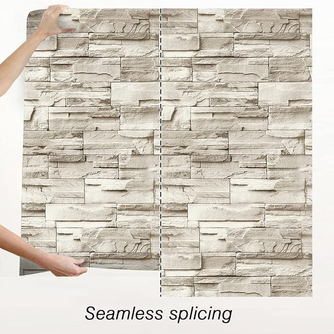 Jeweluck Stone Wallpaper Peel and Stick Brick Wallpaper 17.7”×118.1” Brick - Image 5