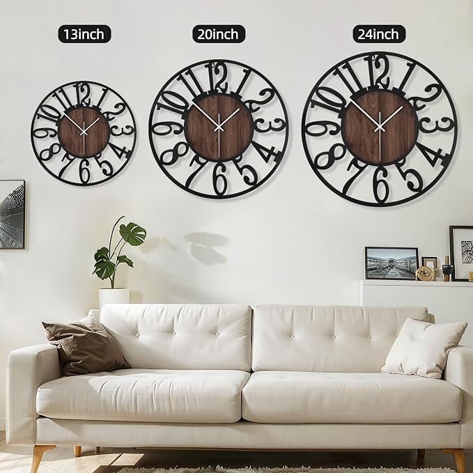 Maxstar Round Wall Clock for Living Room Decor Battery Operated Non Ticking - Image 3