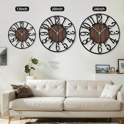 Maxstar Round Wall Clock for Living Room Decor Battery Operated Non Ticking - Image 3