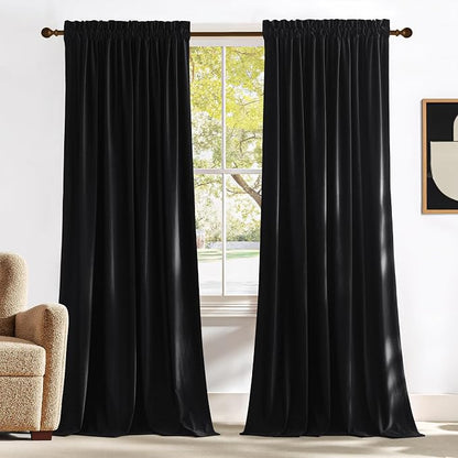 NICETOWN Black Out Velvet Curtains 108 inches Long Blackout by NICETOWN
