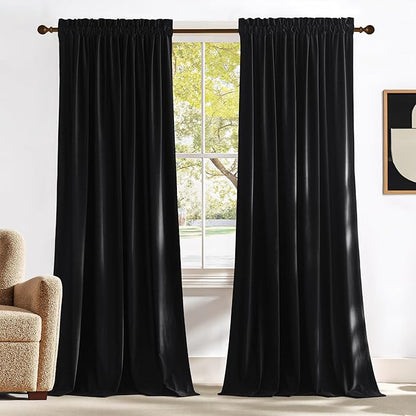 NICETOWN 102 inch Black Velvet Curtains by NICETOWN
