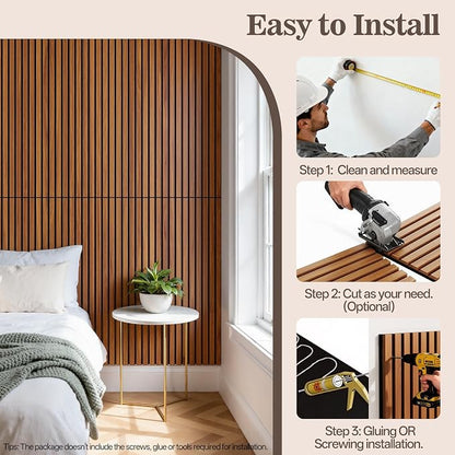 4 Pack Wood Panels for Wall, 47.24" x 23.81" Acoustic Wood Slat Wall Panel for - Image 7