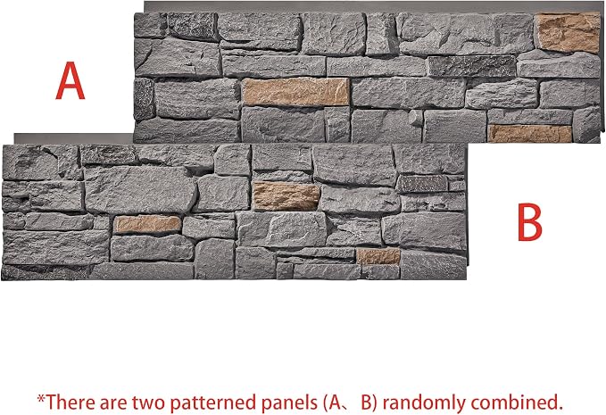 6-Pack Faux Stone Wall Panels PU Stone Veneer Siding, Mortarless 46.25x12.88 - Image 2