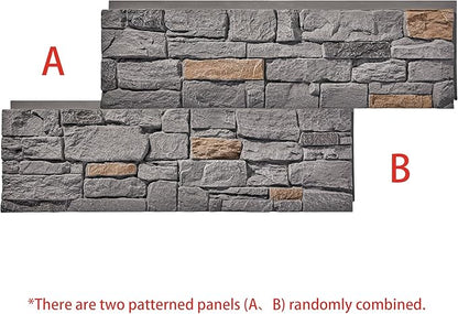 6-Pack Faux Stone Wall Panels PU Stone Veneer Siding, Mortarless 46.25x12.88 - Image 2