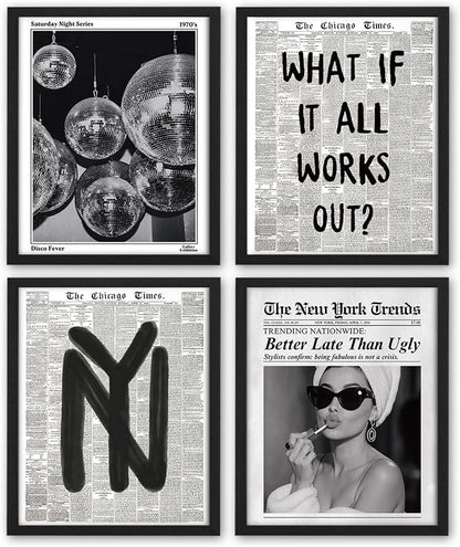 NaZaUK Trendy Preppy New Yorkers Poster Decor, Funky Aesthetic Wall Art Prints by Unknown