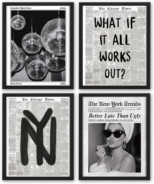NaZaUK Trendy Preppy New Yorkers Poster Decor, Funky Aesthetic Wall Art Prints by Unknown