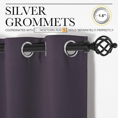 NICETOWN Greyish Purple Blackout Curtains 120 inches Length - Image 2
