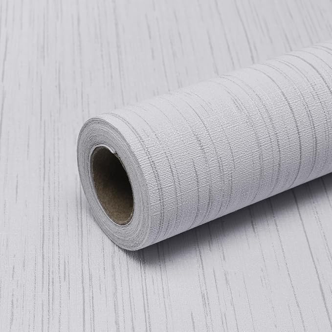 White Grasscloth Wallpaper Peel and Stick Texture Contact Paper 15.7"x120" by Qianglive