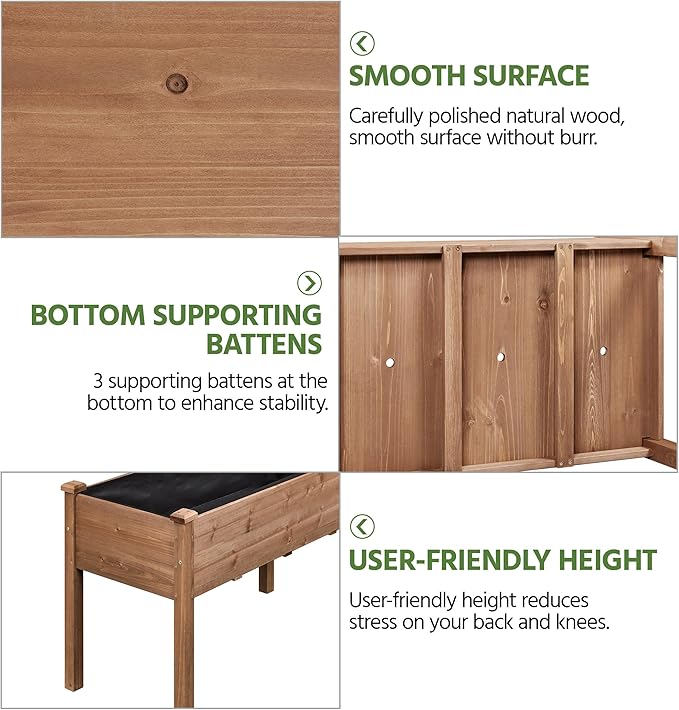 Yaheetech 1pc Raised Garden Bed 48x24x30in Elevated Wooden Horticulture Planter Box with Legs Standing Growing Bed for Gardening/Backyard/Patio/Balcony, Dark Brown