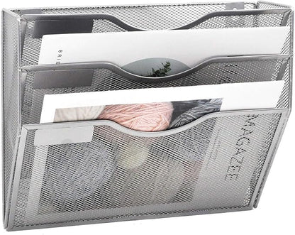 EASEPRES 3 Pocket Mesh Hanging Wall File Organizer, Wall Mounted Mail Paper - Image 4