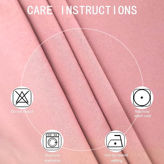 LEMOMO Blackout Curtains 66 x 72 Inch Long Pink Curtains Set of 2 Panels Room - Image 4