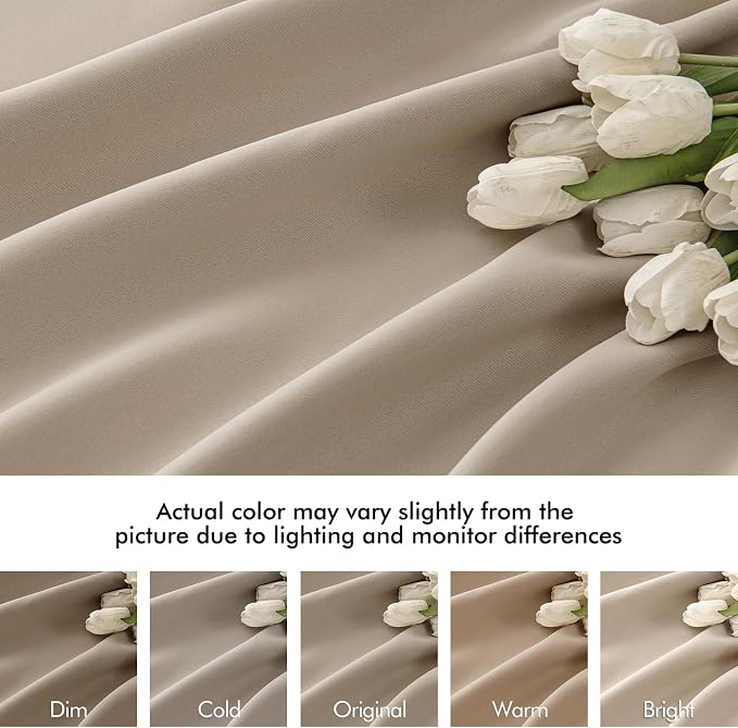 MIULEE Taupe Back Tab Blackout Curtains 72 Inches Long 2 Panels Set - Image 8