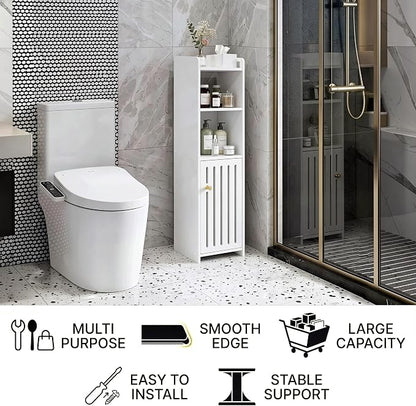 Narrow Bathroom Storage Cabinet, 4-Tier Slim Bathroom Organizers - Image 6