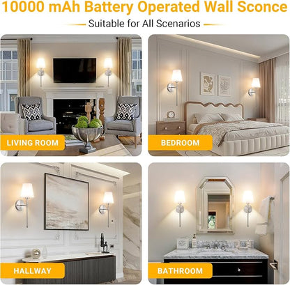 Vimhou Peel and Stick Wall Sconces, Stick On Wall Sconce Set of 2, Battery - Image 8