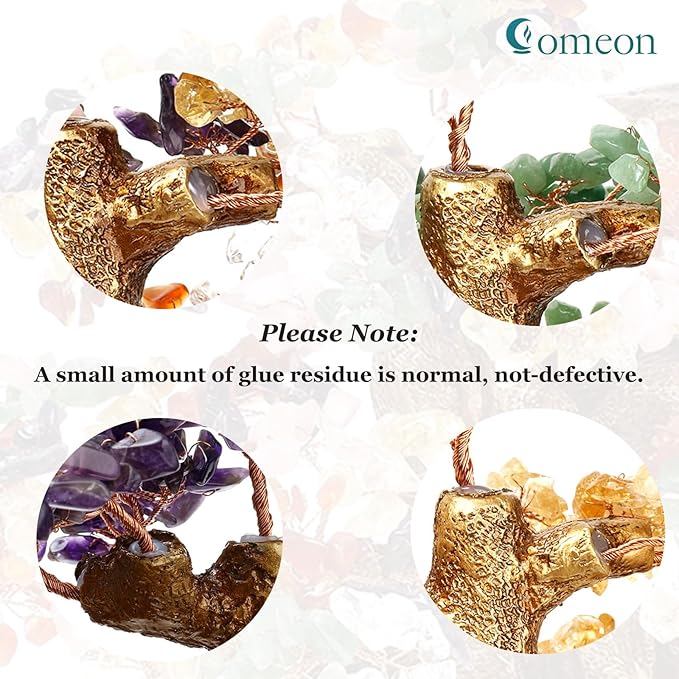 Comeon Large Crystal Quartz Lucky Tree Gem Tree for Office Home Feng Shui Decoration for Wealth/Fortune and Luck (Mix-Gemstone)