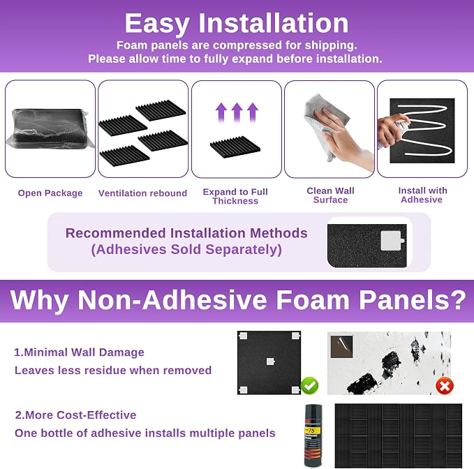 Acoustic Foam Panels for Walls, 52 Pack Sound Proof Foam Panels, Gaming Room & - Image 6