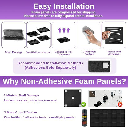 Acoustic Foam Panels for Walls, 52 Pack Sound Proof Foam Panels, Gaming Room & - Image 6