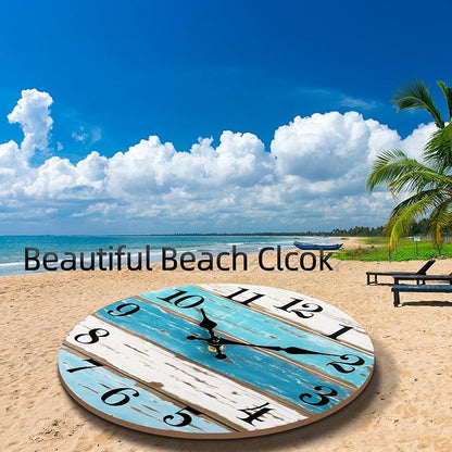 CHYLIN Wall Clock, Beach Themed Blue Wall Clocks Battery Operated Silent - Image 7