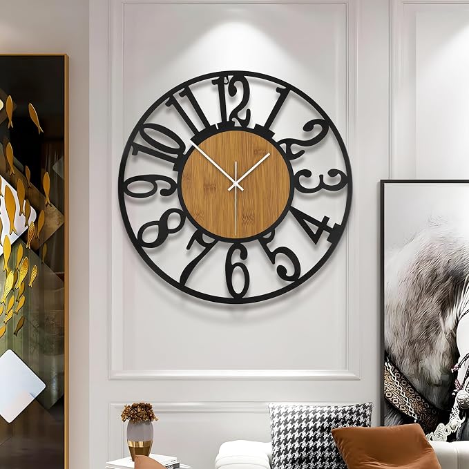 Large Wall Clock for Living Room Decor, 24 Inch Non Ticking Silent, Battery - Image 4