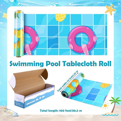 Kochorie 100 Ft x 54 Inch Swimming Pool Plastic Tablecloth Roll Pool Party - Image 2