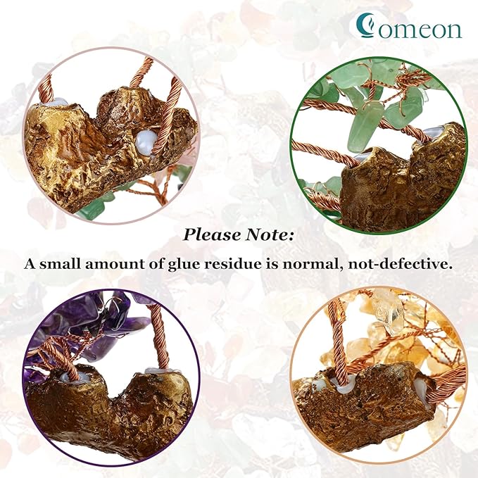 Feng Shui Money Tree Large Pine Tree Style Crystal Quartz Lucky Tree Gem Tree for Office Home Feng Shui Decoration for Wealth/Fortune and Luck (Yellow)