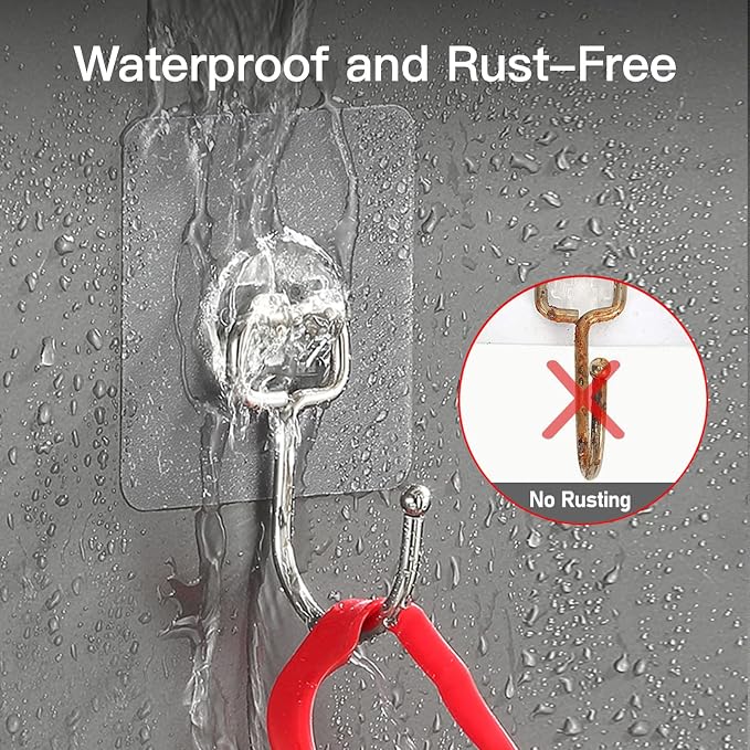 Large Adhesive Hooks for Hanging Heavy-Duty 44Ib 20 Packs, Wall Hangers without - Image 3