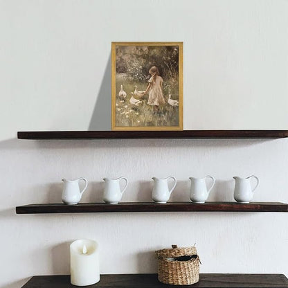 Wood Framed Canvas Wall Art, Vintage Girl - Image 9
