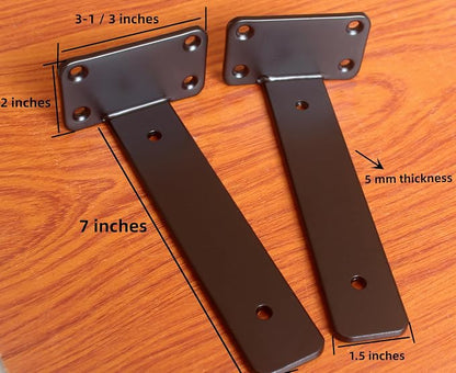 6 Pack - 7 inch Black Hidden L Shelf Bracket Iron Floating Shelf Brackets - Image 2