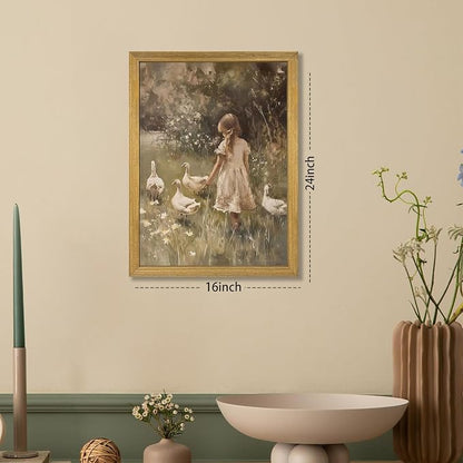 Wood Framed Canvas Wall Art, Vintage Girl - Image 4