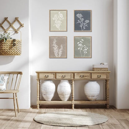 Framed Boho Wall Art Set of 4 for Wooded Minimalist Botanical Print Wall Art - Image 2