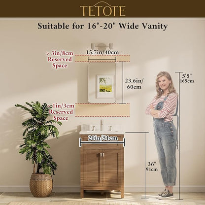 TETOTE 16 x 24 Inch Brushed Gold Frame Mirror, Brass Gold Bathroom Vanity Mirror - Image 8
