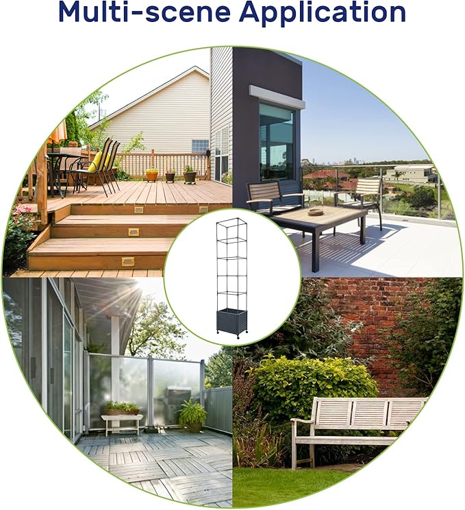 LINEX Raised Garden Bed Planter Box with Trellis, 67.6” Tomato Planters for Climbing Plants Vegetable Vine Flowers Outdoor Patio, Tomatoes Cage w/Self-Watering & Wheels