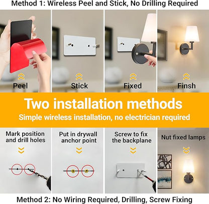 Vimhou Peel and Stick Wall Sconces, Stick On Wall Sconce Set of 2, Battery - Image 3