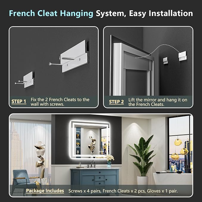 44x30 LED Bathroom Mirror with Lights, Backlit and Front Lit Anti-Fog Lighted - Image 9