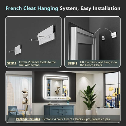 44x30 LED Bathroom Mirror with Lights, Backlit and Front Lit Anti-Fog Lighted - Image 9
