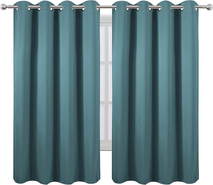LEMOMO Sea Teal Blackout Curtains 66 x 63 Inch Length/Set of 2 Curtain - Image 2
