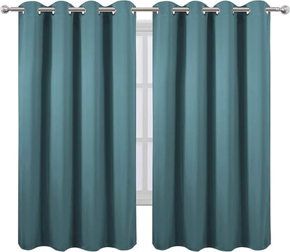 LEMOMO Sea Teal Thermal Blackout Curtains/52 x 72 Inch/Set of 2 Panels Room - Image 2