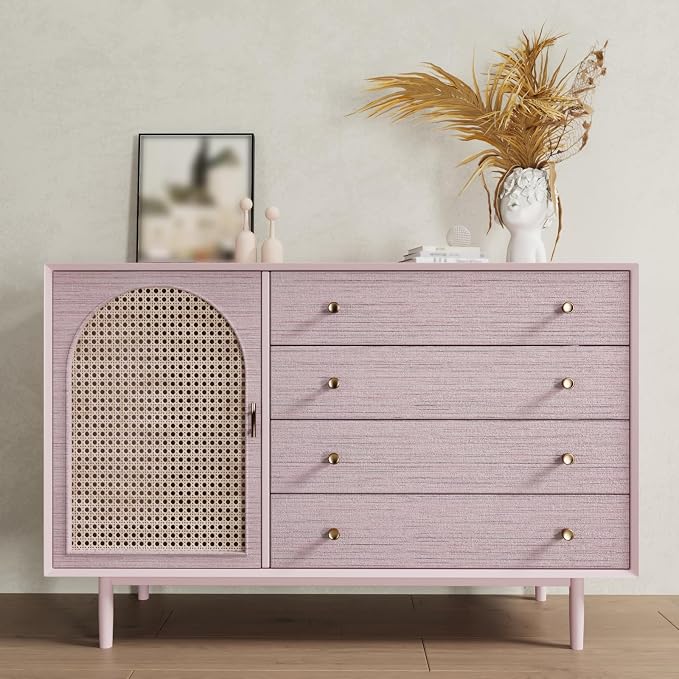 CRE8TIVE Pale Pink Grasscloth Peel and Stick Wallpaper - Image 5
