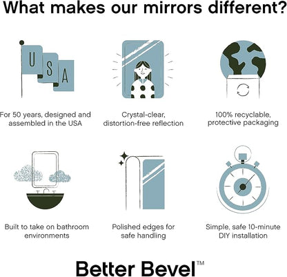 Better Bevel Frameless Rectangle Mirror, 16-in x 24-in Bathroom Wall Mirror - Image 7
