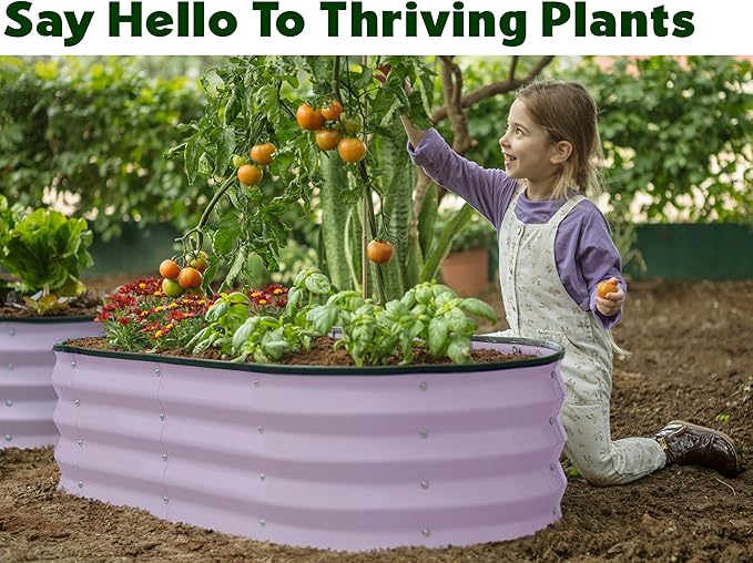 Galvanized Raised Garden Beds Outdoor // 4×2×1 ft Planter Raised Beds for Gardening, Vegetables, Flowers // Large Metal Garden Box (Lavender)