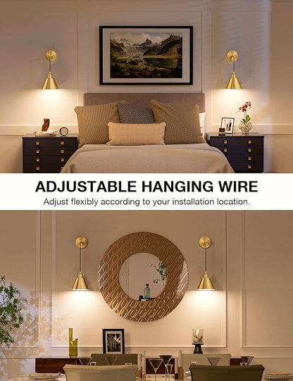 NIORSUN Brushed Gold Battery Operated Wall Sconce Set of 2, 5200mAh Dimmable - Image 7