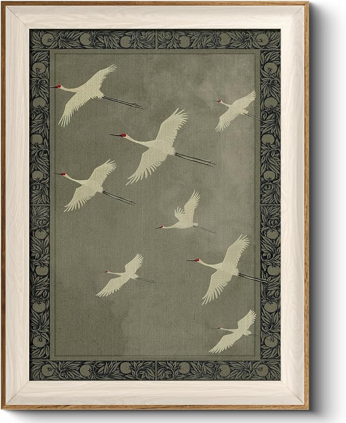 VIYYIEA Framed Wall Art for Living Room, Cranes Canvas Prints, Vintage Home by VIYYIEAART