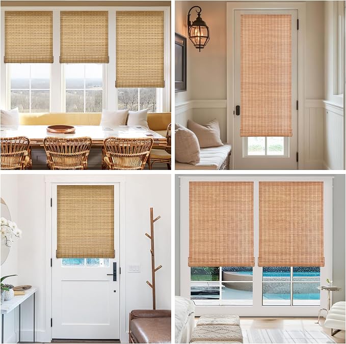 LazBlinds No Tools No Drill Bamboo Roller Shades, Cordless Bamboo Blinds - Image 5