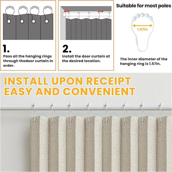 AJAZZ 100% Blackout Door Curtain Accordion Door Closet Curtain Invisible - Image 6